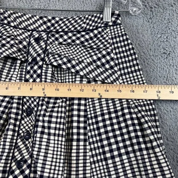 Odille Anthropologie Women’s Blue & cream Plaid Pleated Flared Skirt 2 - Picture 5 of 11
